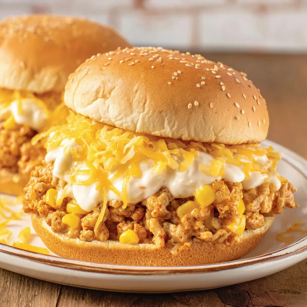 Two Cajun Chicken Sloppy Joes on a plate.