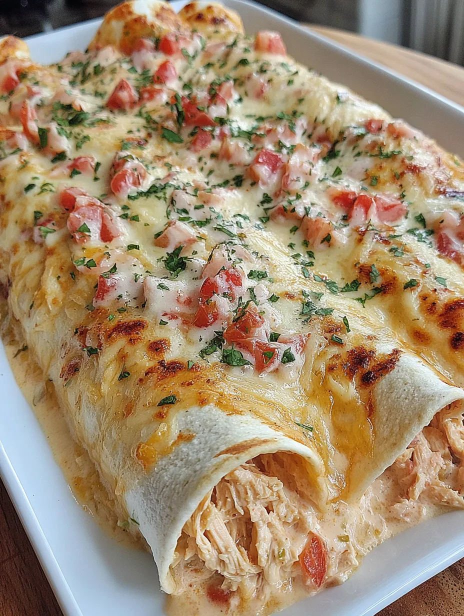 A delicious queso chicken enchilada.