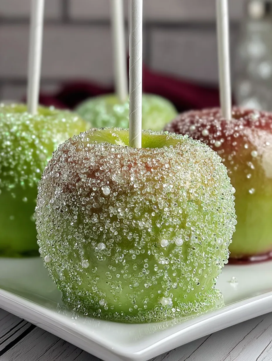 White sparkle candy apples.