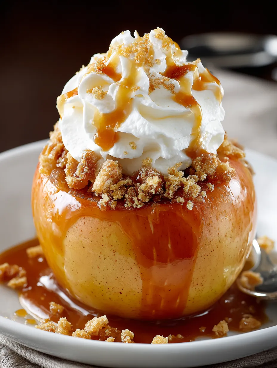 A dessert made of apples and caramel.