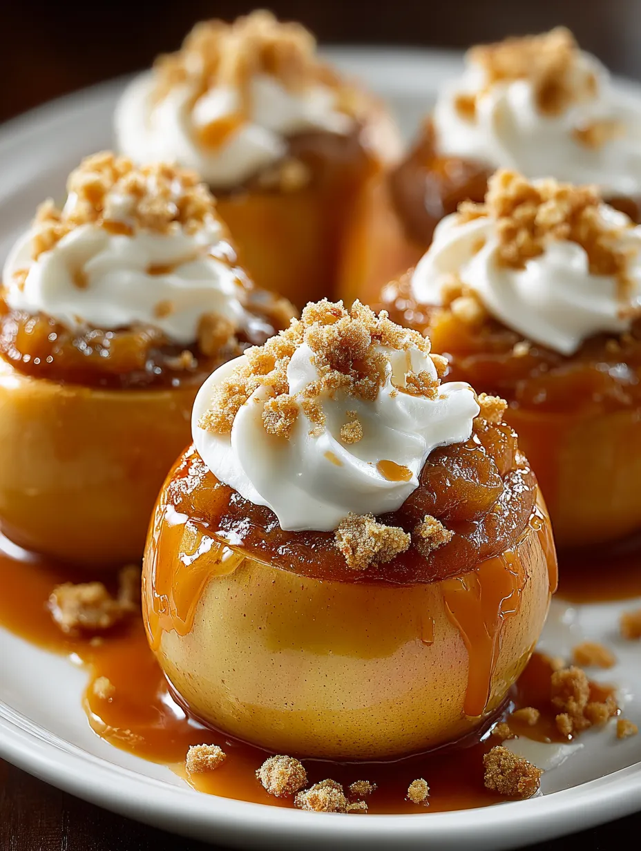A plate of pumpkin pie stuffed apples.