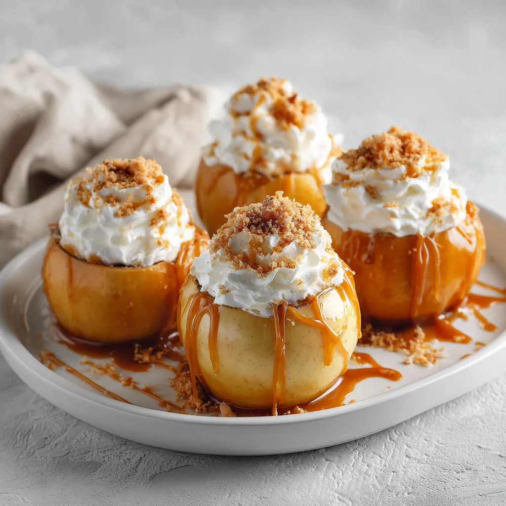 A plate of pumpkin pie stuffed apples.
