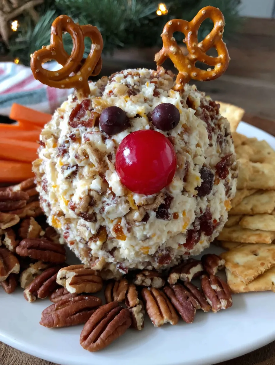 A cheese ball with a red nose and a carrot.