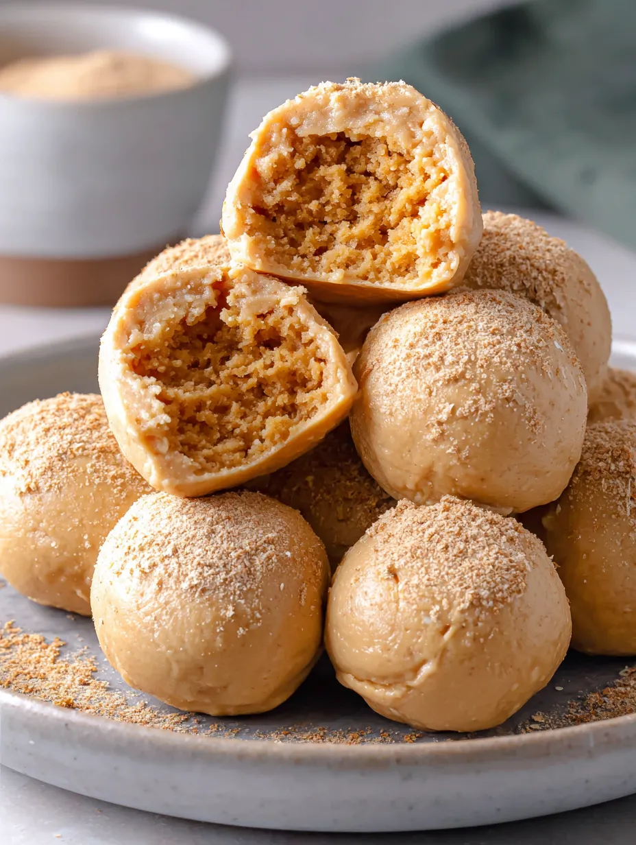 A stack of three peanut butter balls.