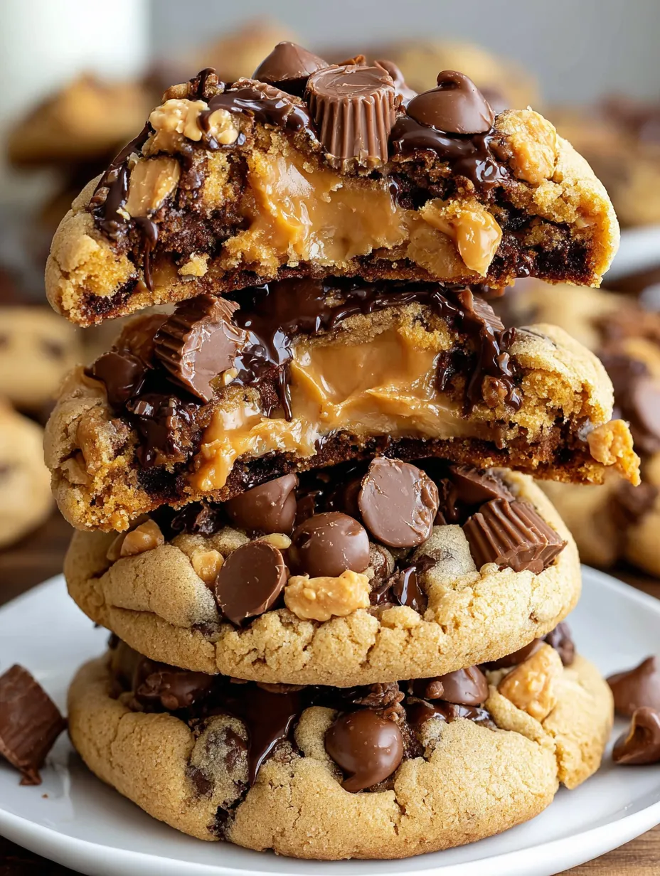 Triple stack of Reese's Peanut Butter Cookies.