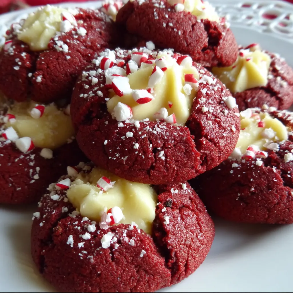 Red velvet cookies with cream cheese filling.