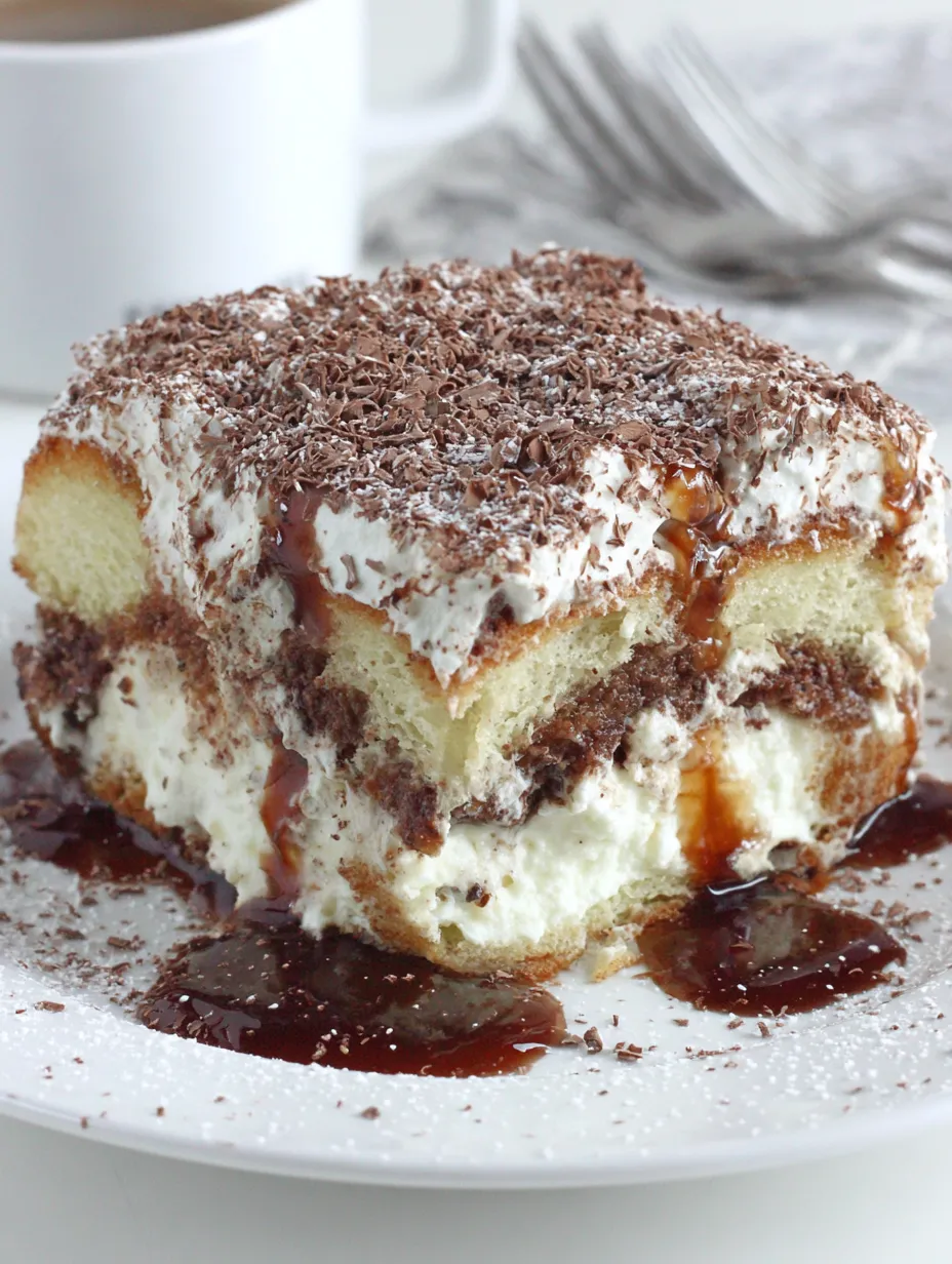 A slice of Easy Pound Cake Tiramisu.