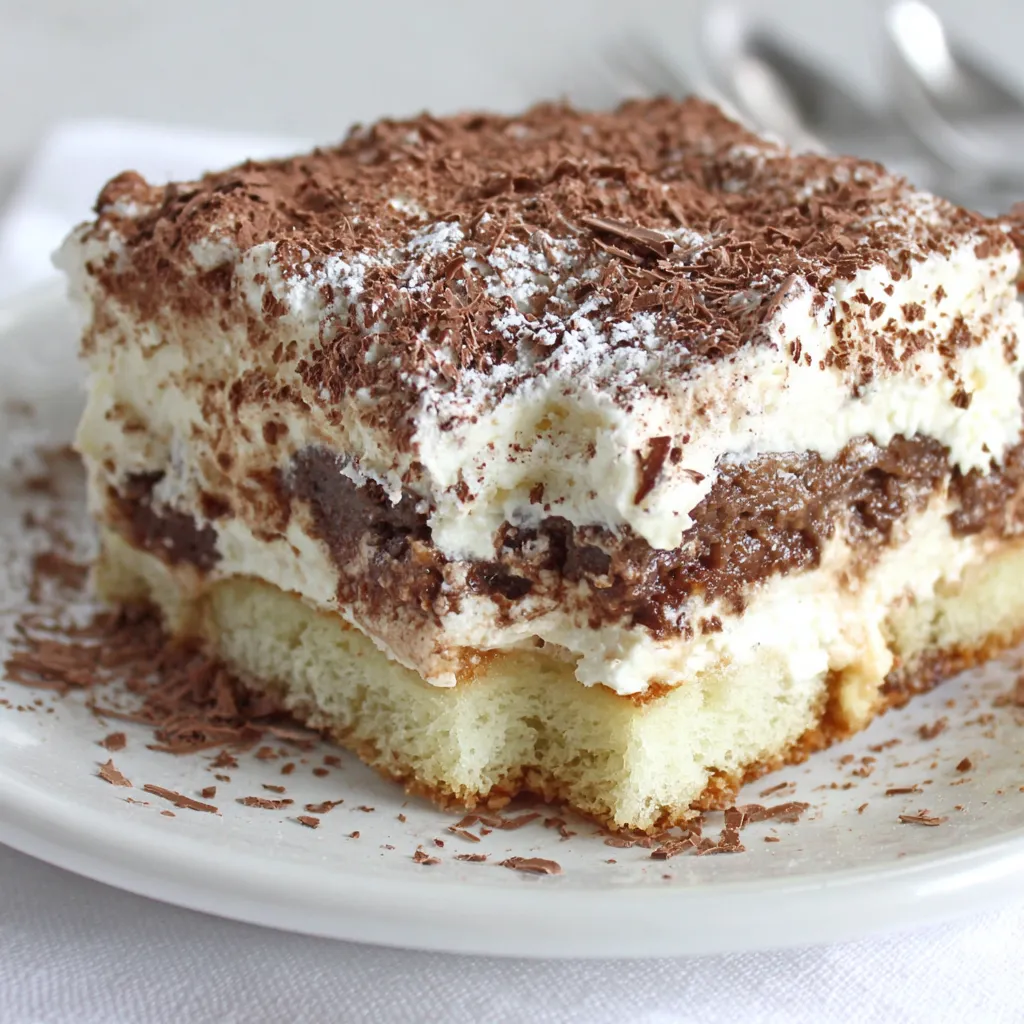 A slice of pound cake tiramisu.