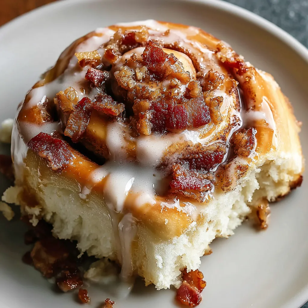 A plate of bacon cinnamon rolls.