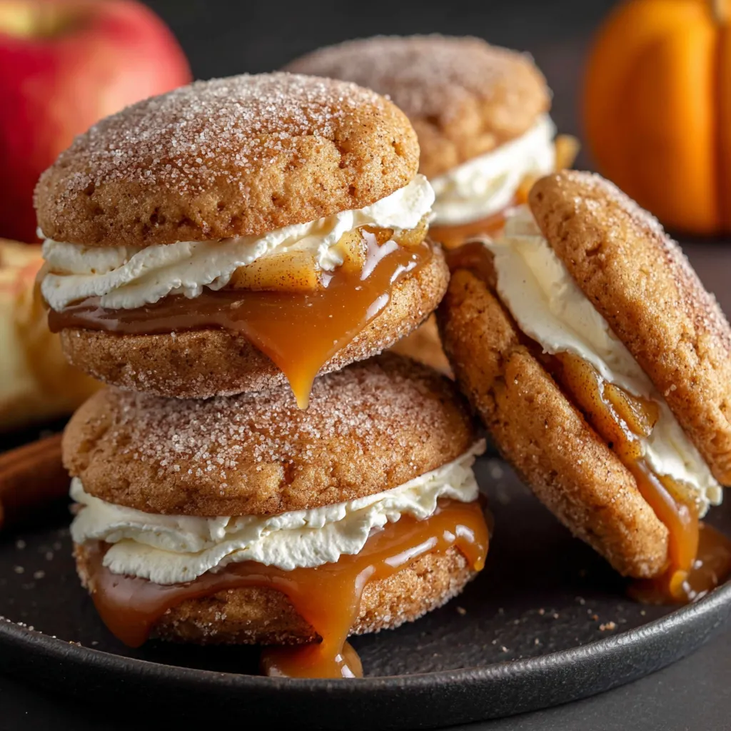 A plate of apple cider whoopie pies.