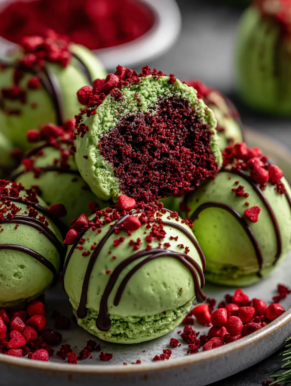 A plate of Grinch Oreo Holiday Treats.