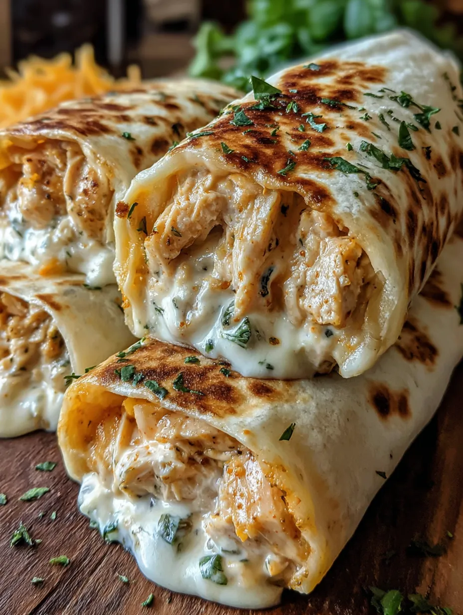 A delicious cheese and garlic chicken wrap.