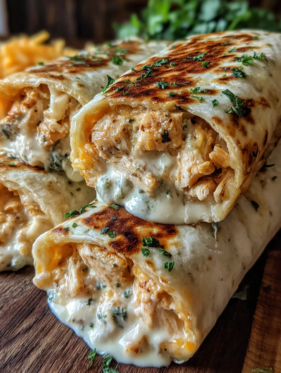 A delicious cheese and garlic chicken wrap.