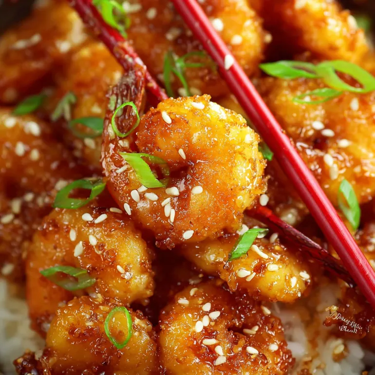 A plate of crispy orange shrimp with rice.