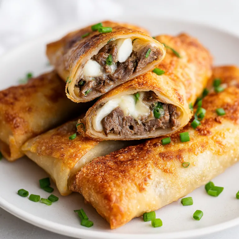 A plate of keto Philly cheesesteak rolls.