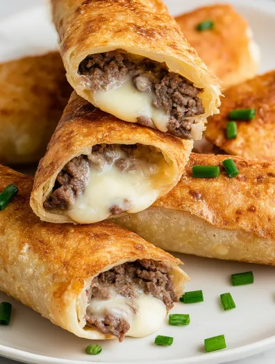 A plate of keto Philly cheesesteak rolls.