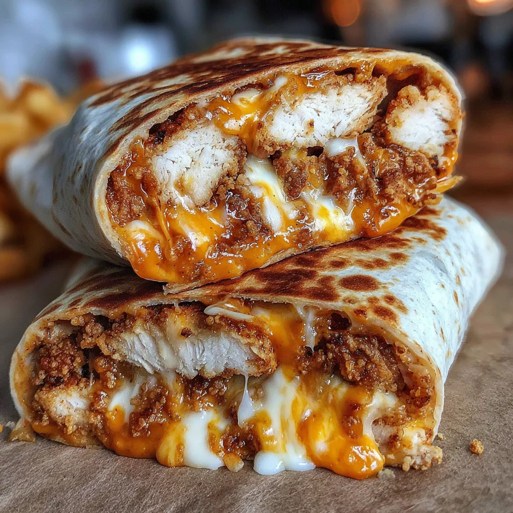 A cheesy crispy chicken wrap.
