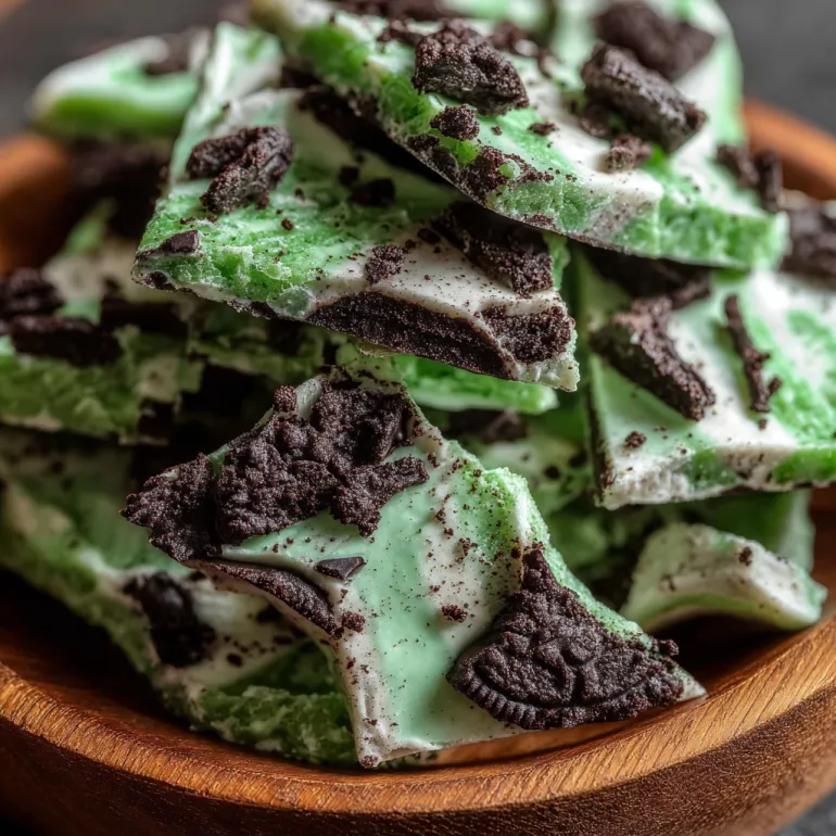 A bowl of Mint Oreo White Bark.