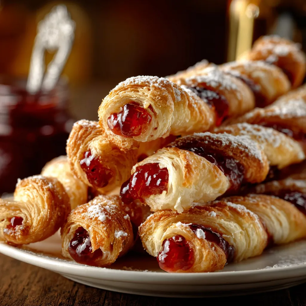 A plate of cranberry orange cream cheese pastry straws.