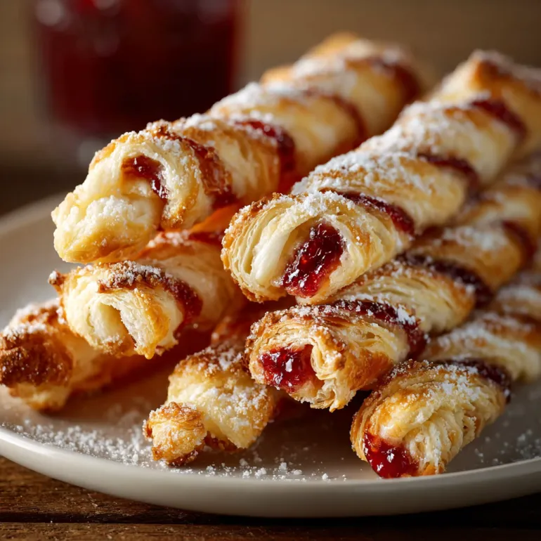 A plate of cranberry orange cream cheese pastry straws.