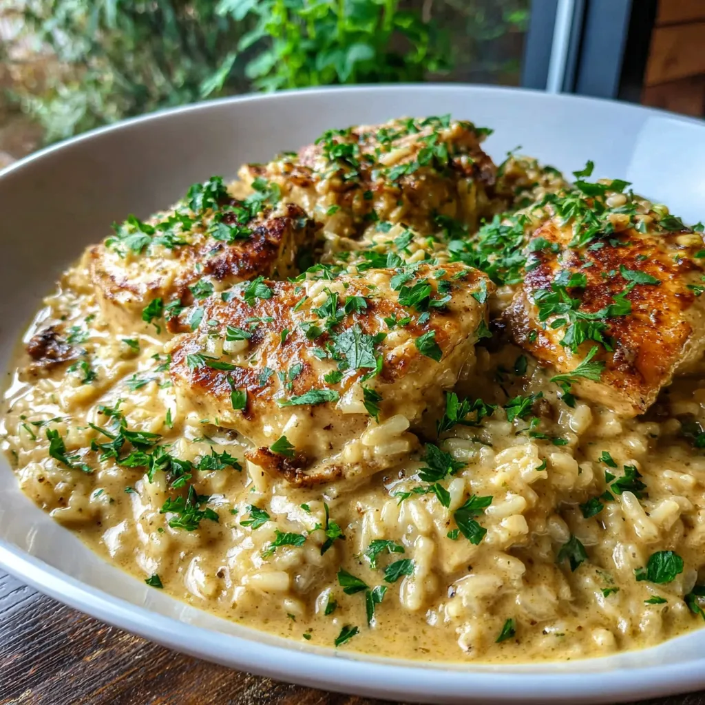 A plate of food with rice and chicken.