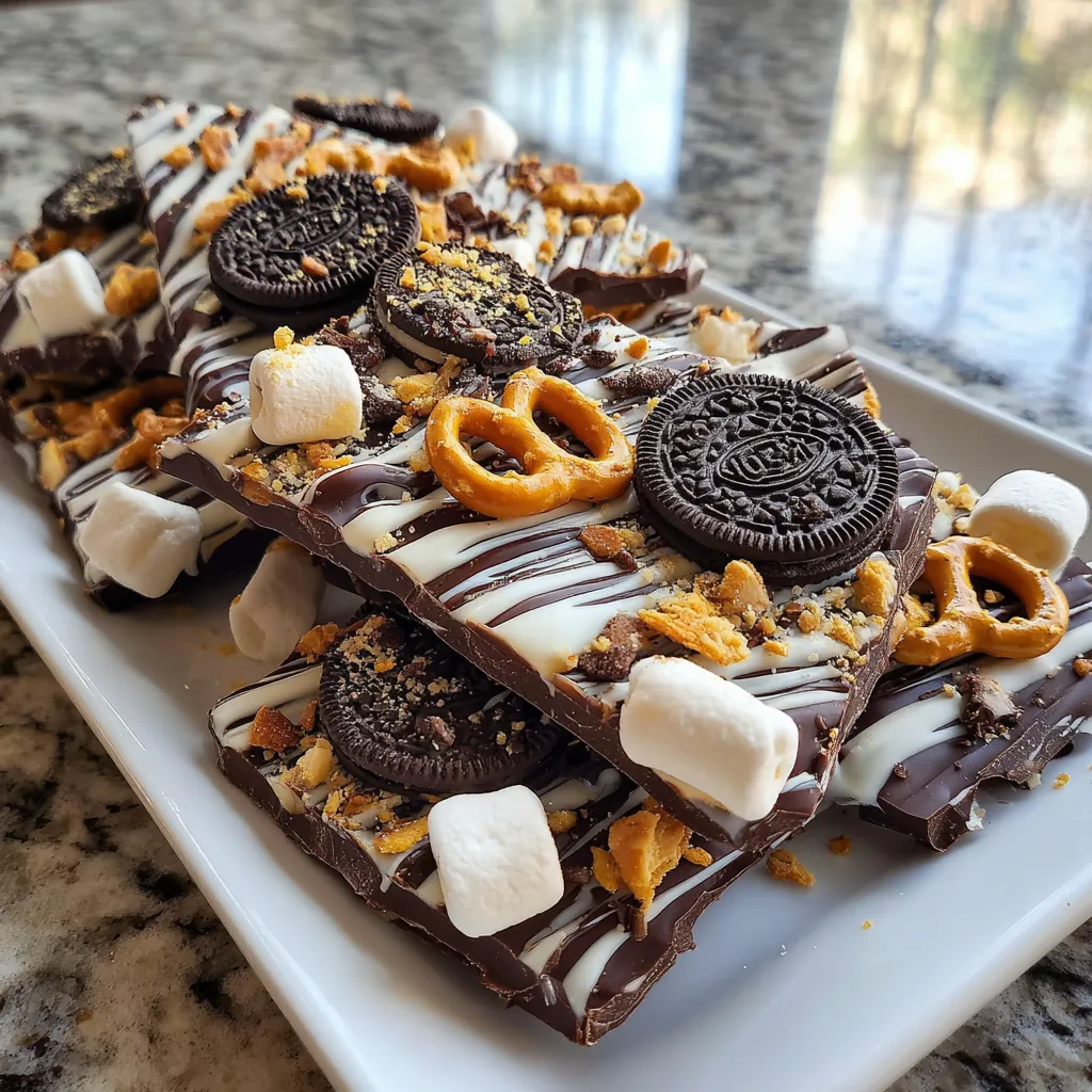 A plate of 5-Ingredient Oreo Bark.