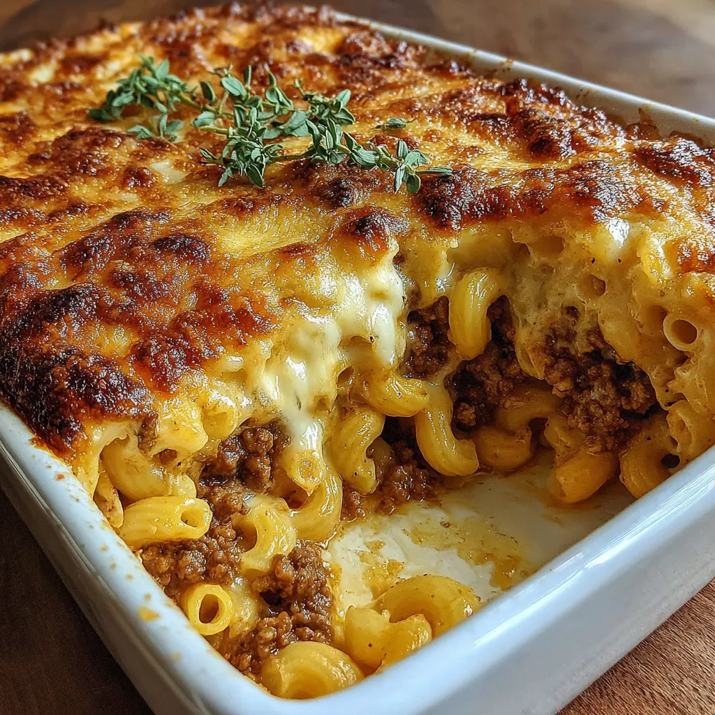 A close up of a delicious mac and cheese lasagna.