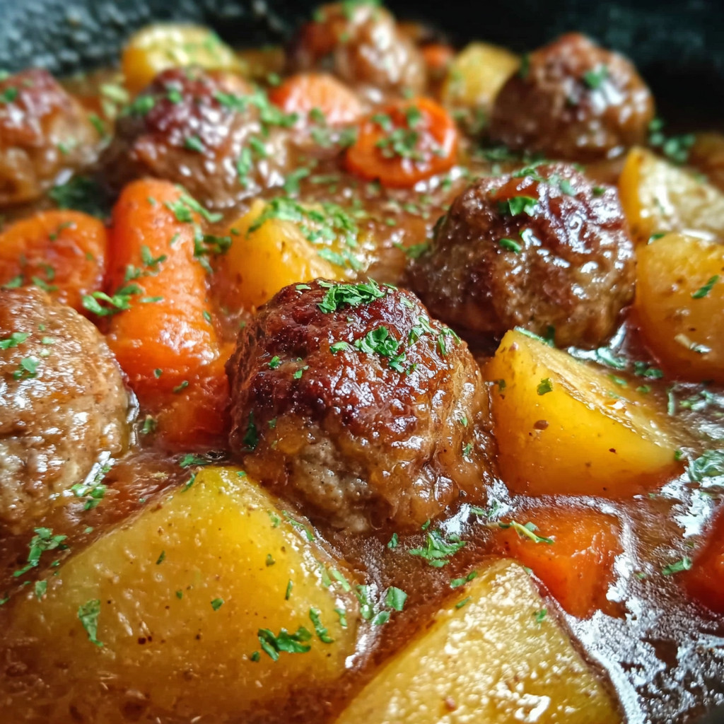 A pot of meatballs and pot roast.