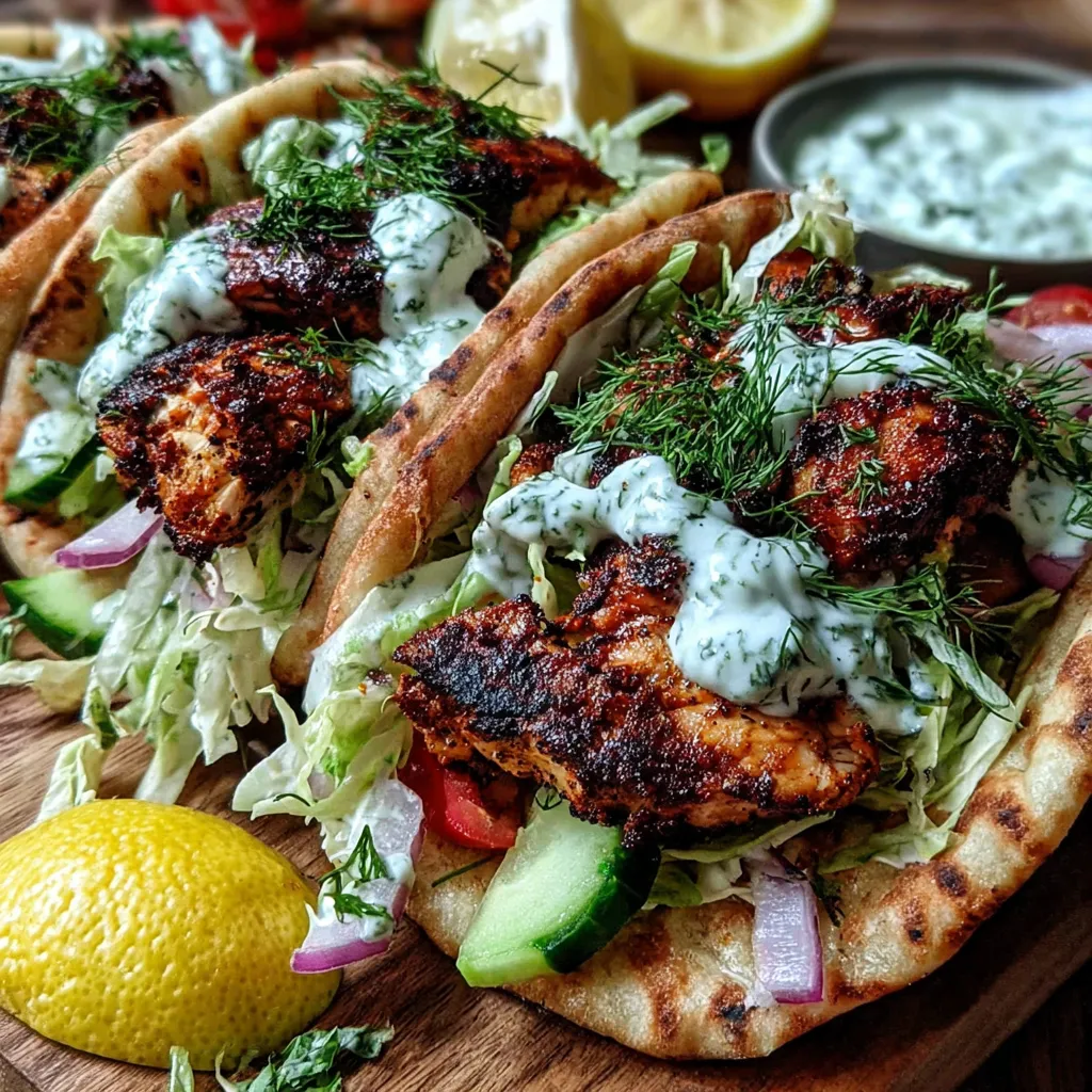 A plate of flavor-packed chicken pitas.