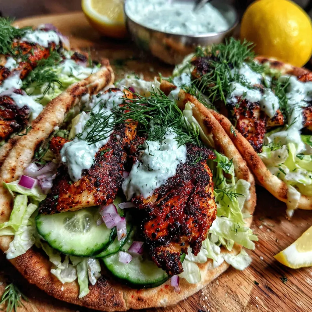 A plate of flavor-packed chicken pitas.
