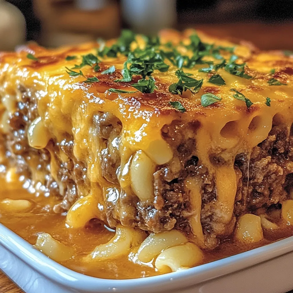 A casserole with cheese and meat on top.