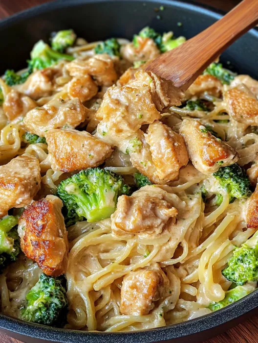 A bowl of chicken and broccoli.