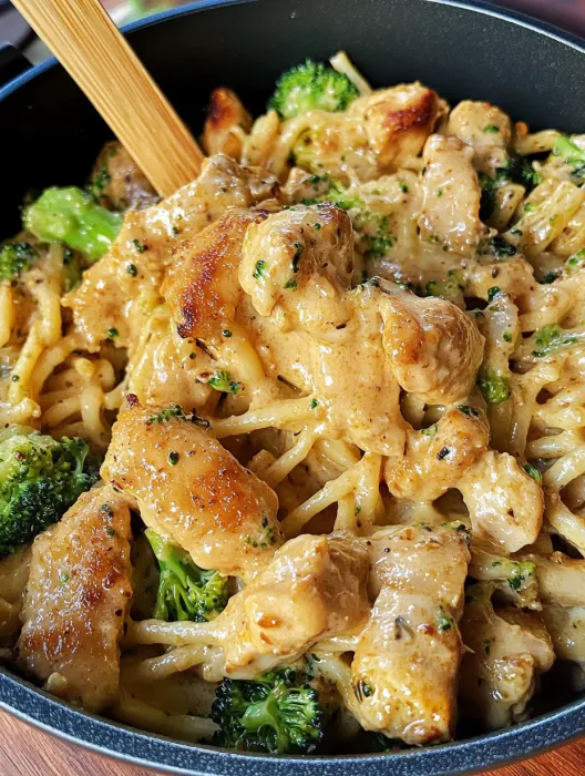 A bowl of chicken and broccoli.