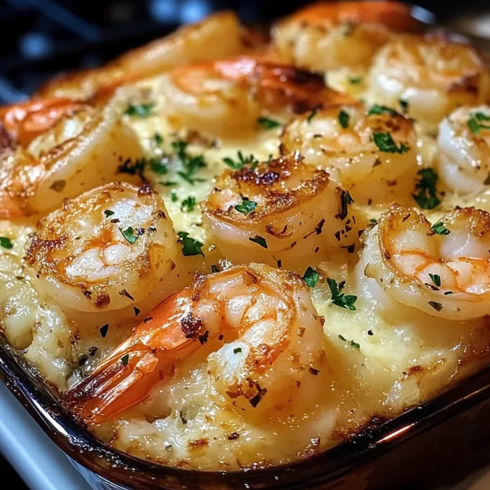 A dish of shrimp and cheese.
