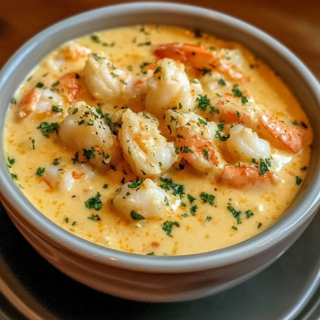 A bowl of shrimp soup.
