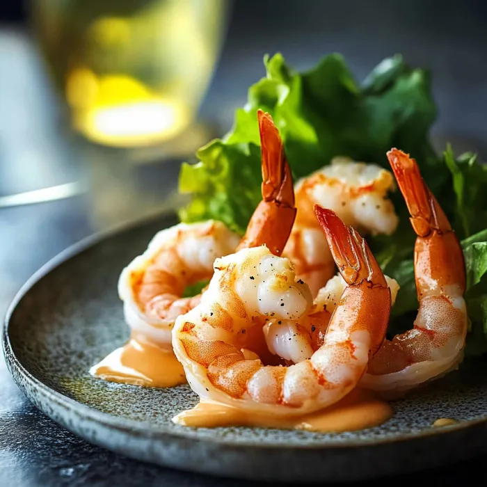 A plate of shrimp with sauce.