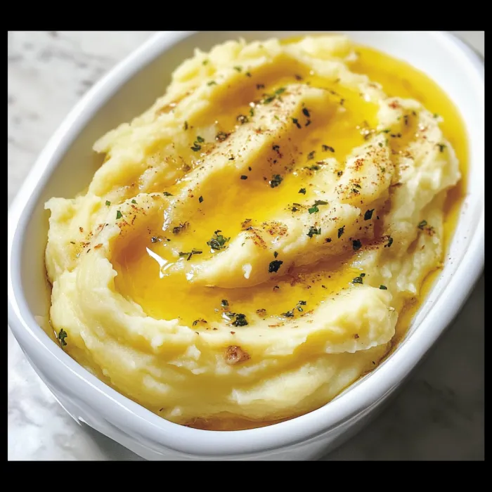 A white bowl filled with mashed potatoes.
