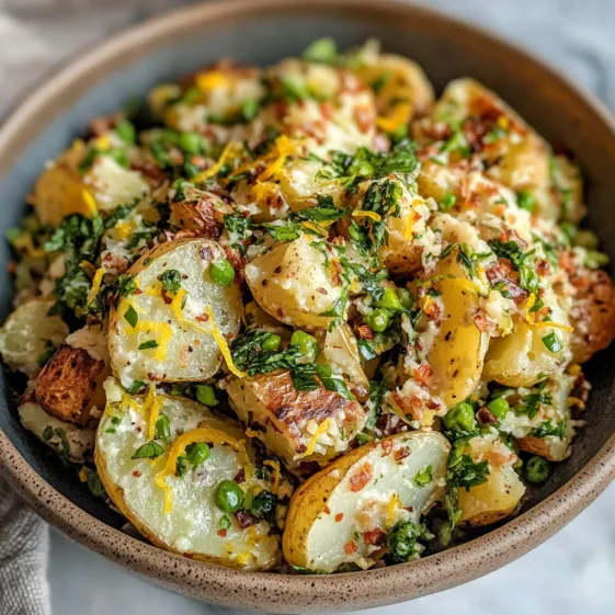 A bowl of food with potatoes, peppers, and cheese.