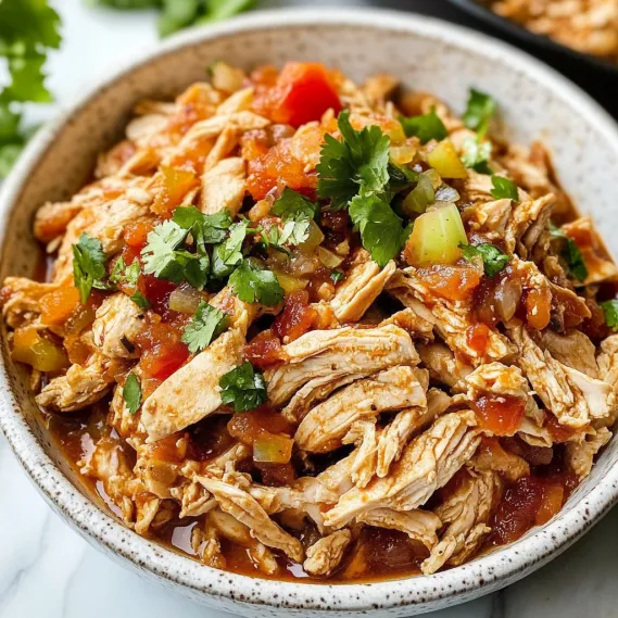 A bowl of chicken with peppers and onions.