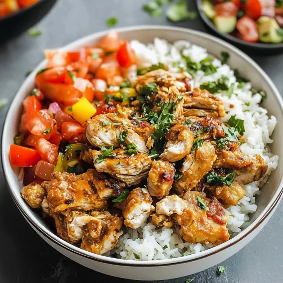 A bowl of rice and meat.