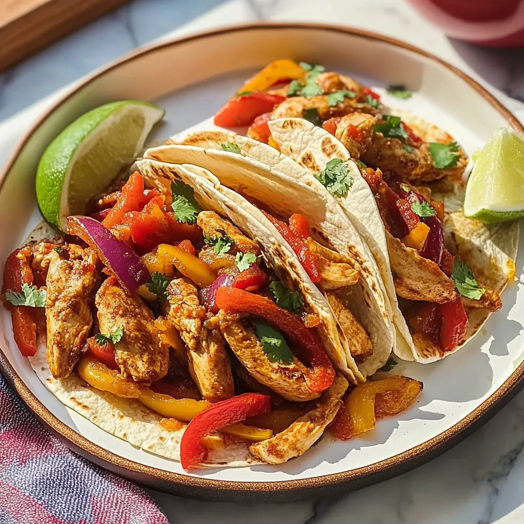 A plate of food with chicken and peppers.