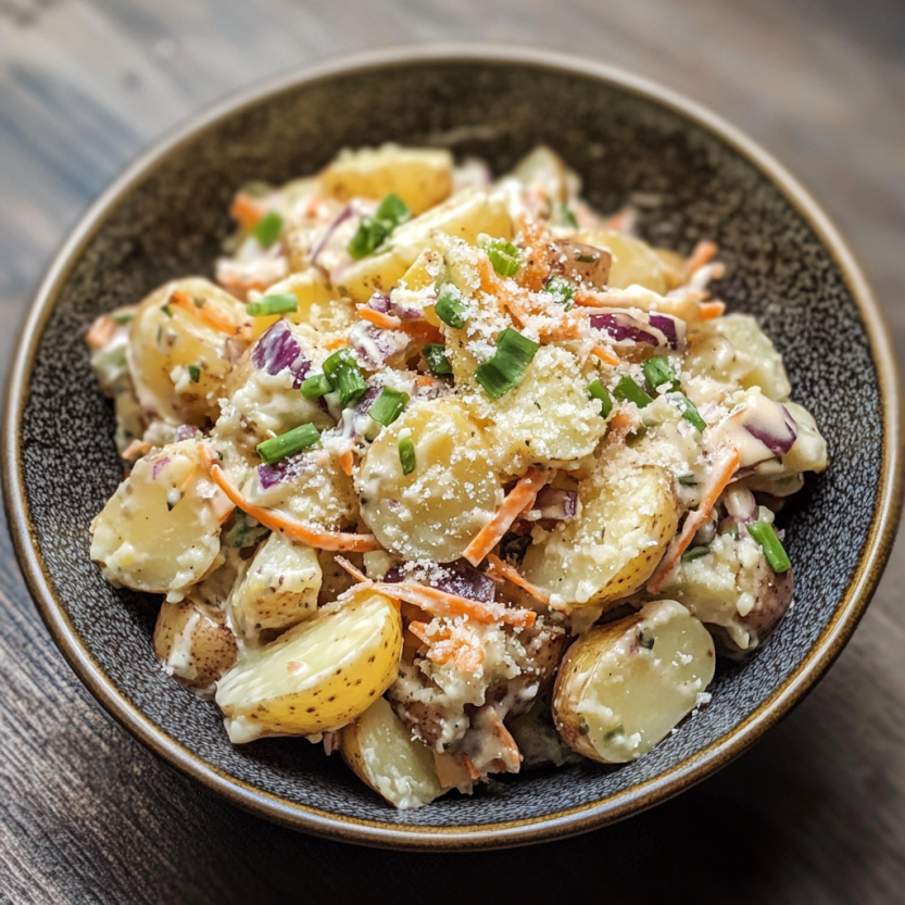 A plate of easy homemade potato salad.