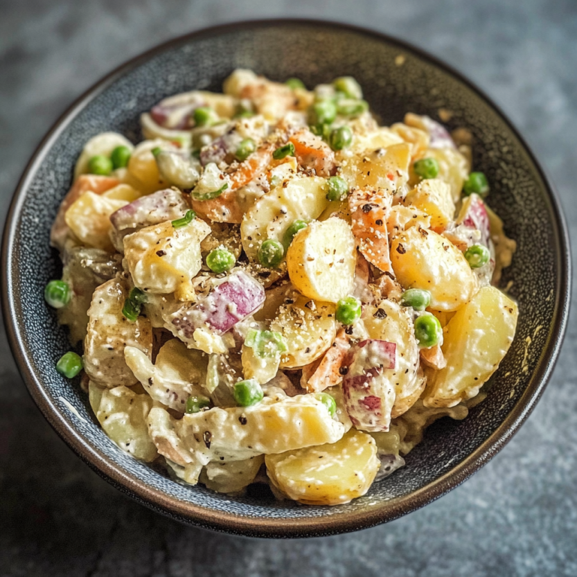 A plate of easy homemade potato salad.
