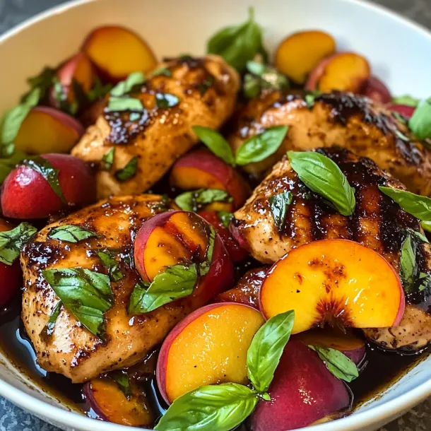 Chicken mixed with peppers and fresh herbs in a bowl.
