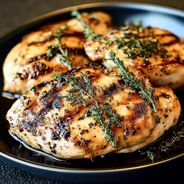 Chicken loaded with herbs sitting on a plate.