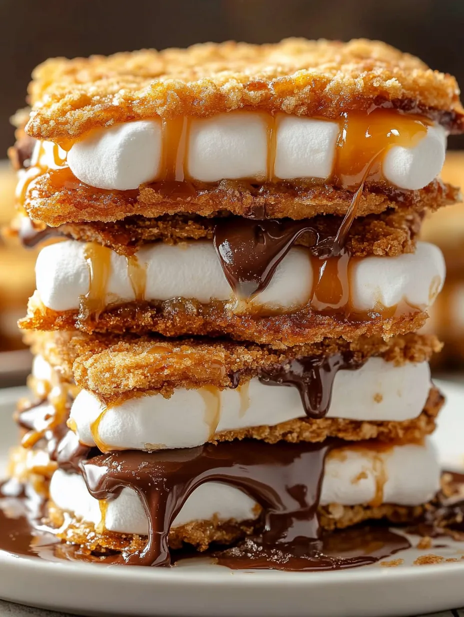Deep fried s'mores with chocolate drizzle.