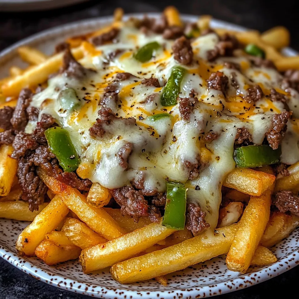 A plate of Philly Steak Cheese Fries.