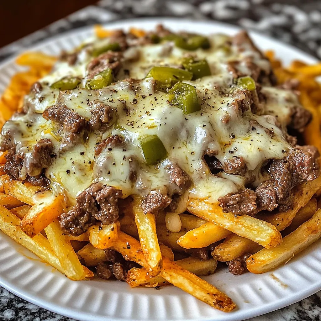 A plate of Philly Steak Cheese Fries.