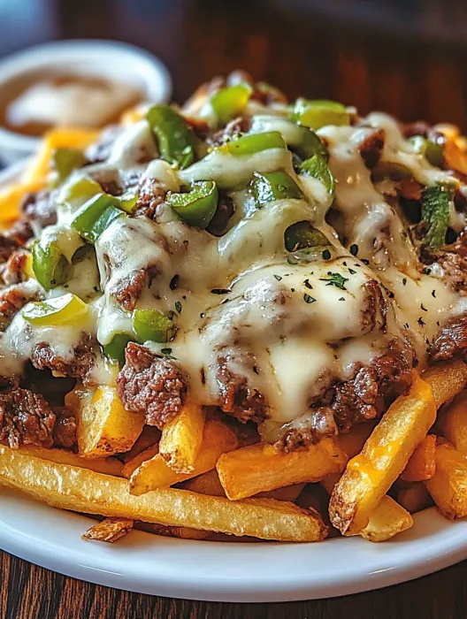 A plate of Philly Steak Cheese Fries.