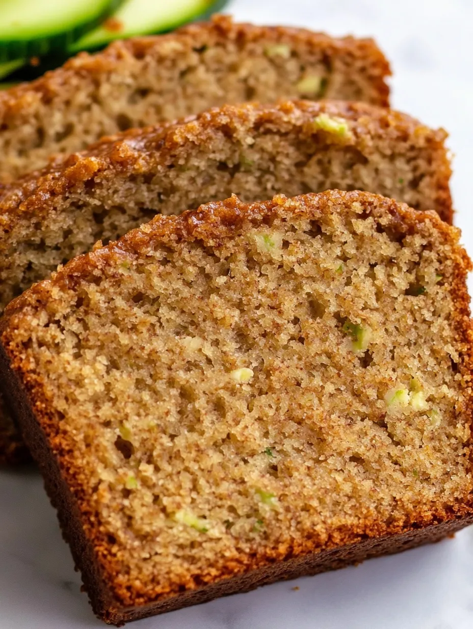 Two slices of sourdough zucchini bread.